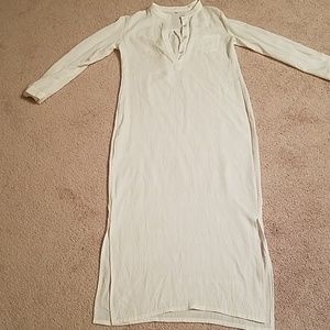 White maxi shirt dress